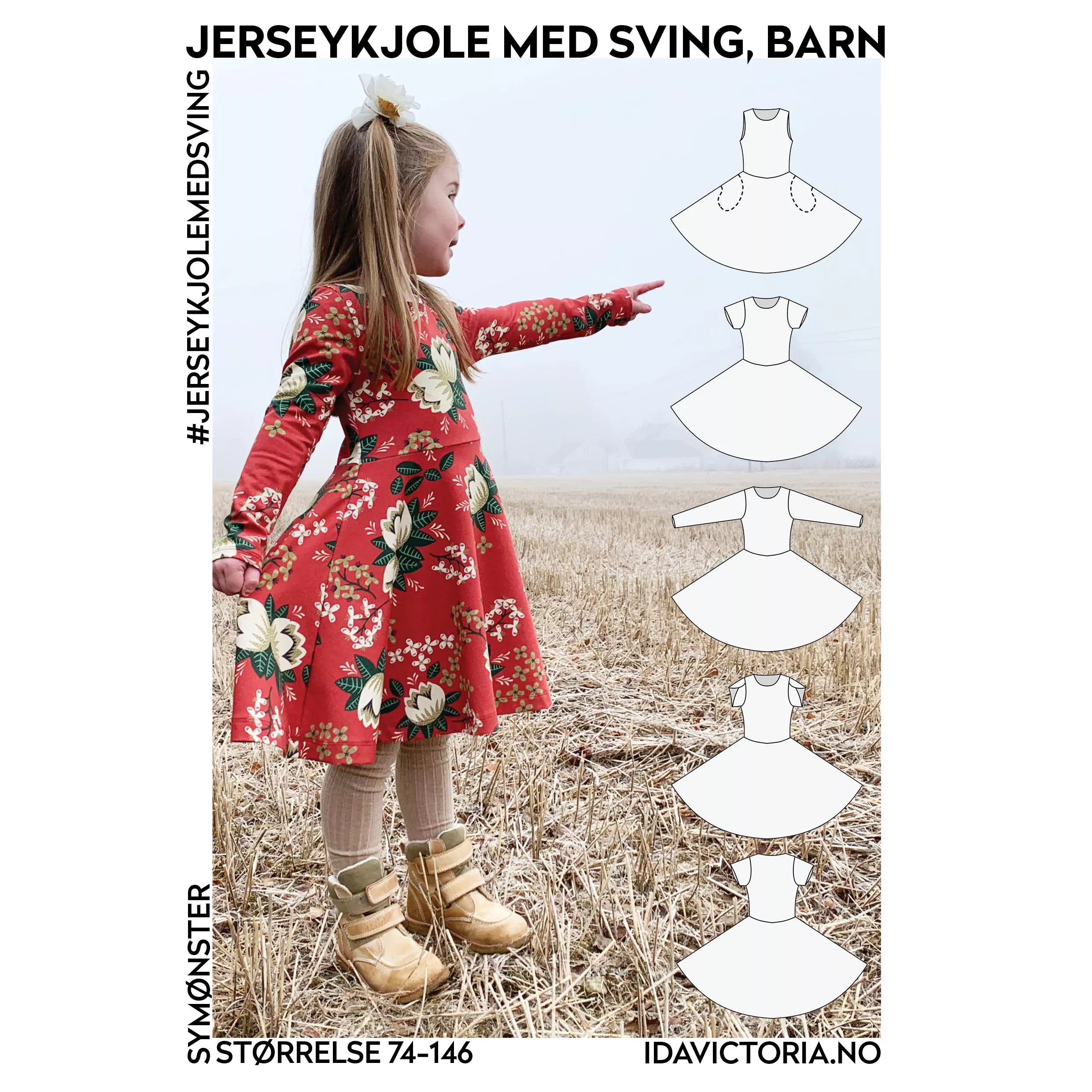 Jerseykjole med sving barn – symønster til jerseykjole fra Ida Victoria
