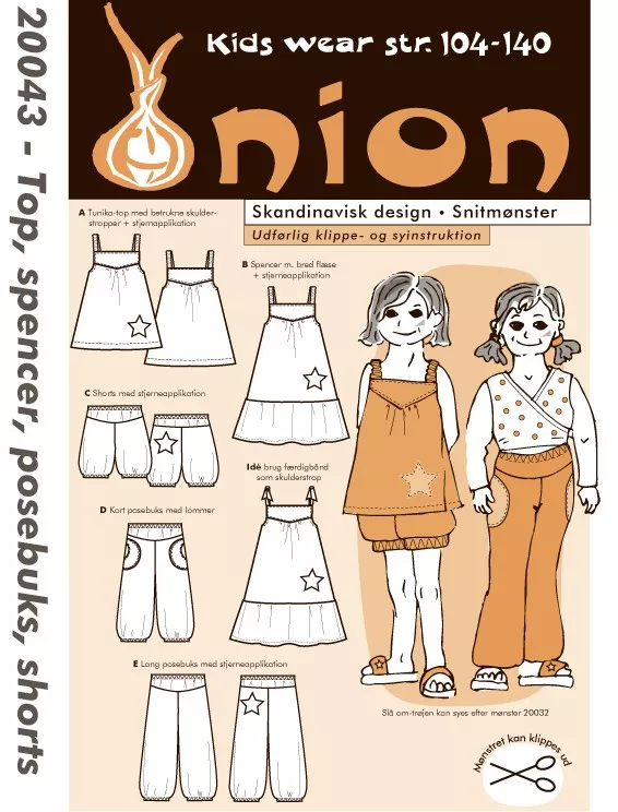 Onion 20043 - Topp, spencer, posebukse og shorts (3-10 år)