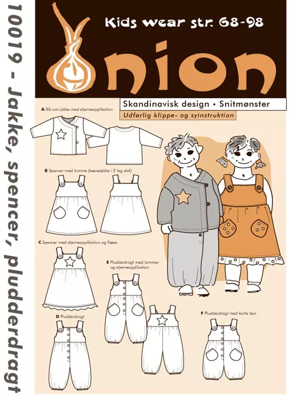 Onion 10019 – symønster til jakke, spencer og lekedrakt for baby