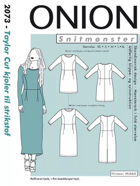 Onion 2073 Taylor Cut – symønster til kjoler i stretchstoff for dame