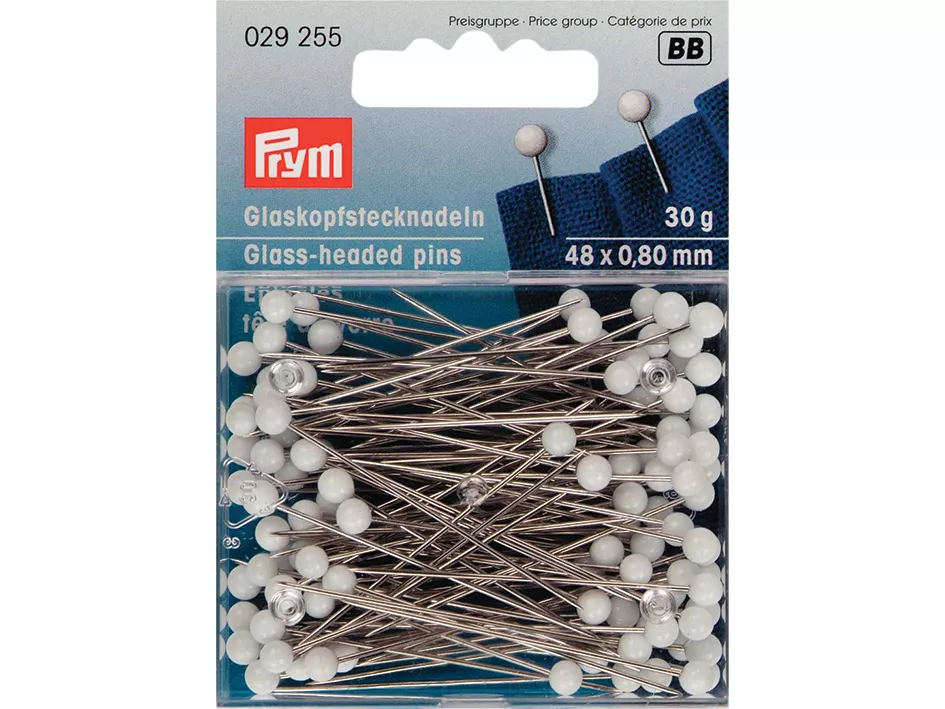 Prym store knappenåler med glasshode