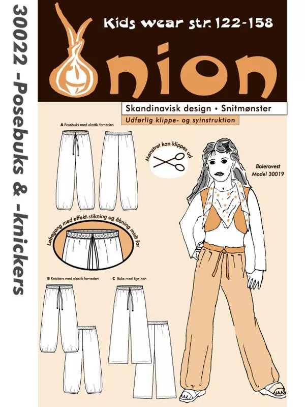 Onion 30022 – symønster til posebukse og knickers for barn