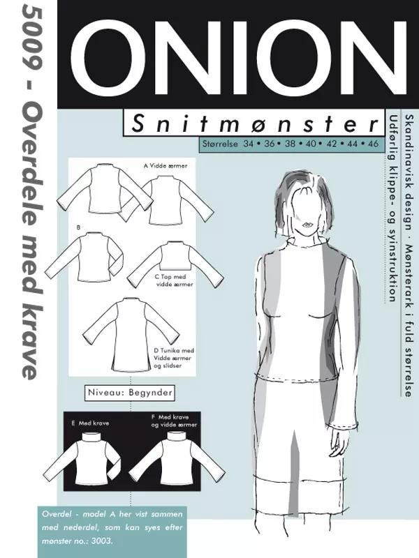 Onion 5009 overdeler med krave – symønster for voksen