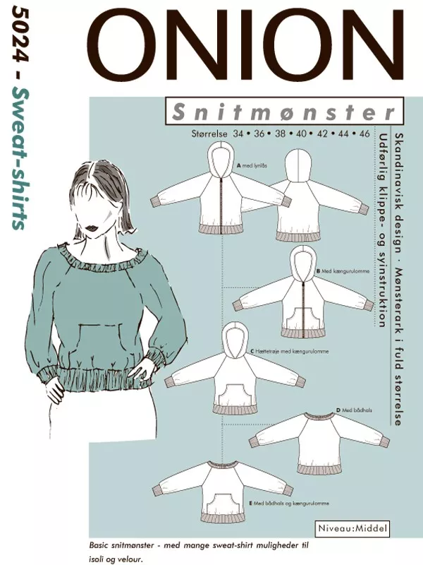 Onion 5024 sweatshirts – symønster for voksen