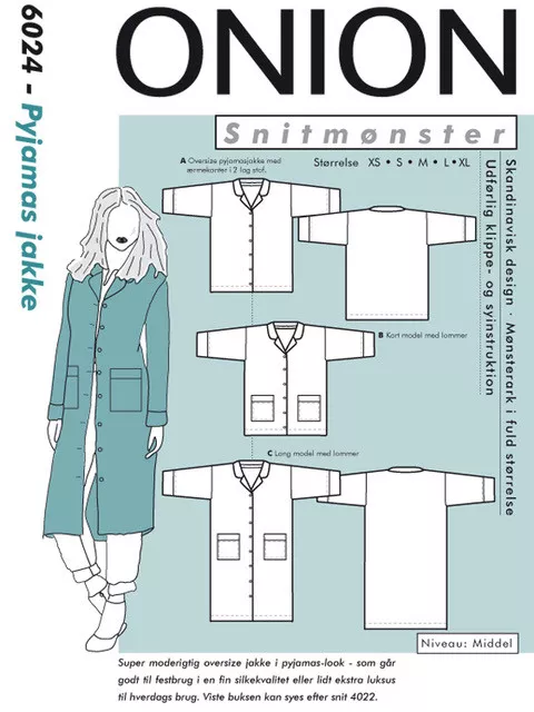 Onion 6024 pyjamas jakke – symønster til pyjamasjakke for voksne