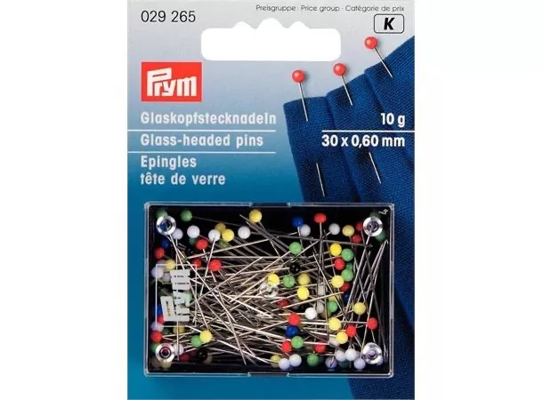 Prym knappenåler medium store med fargede glasshoder