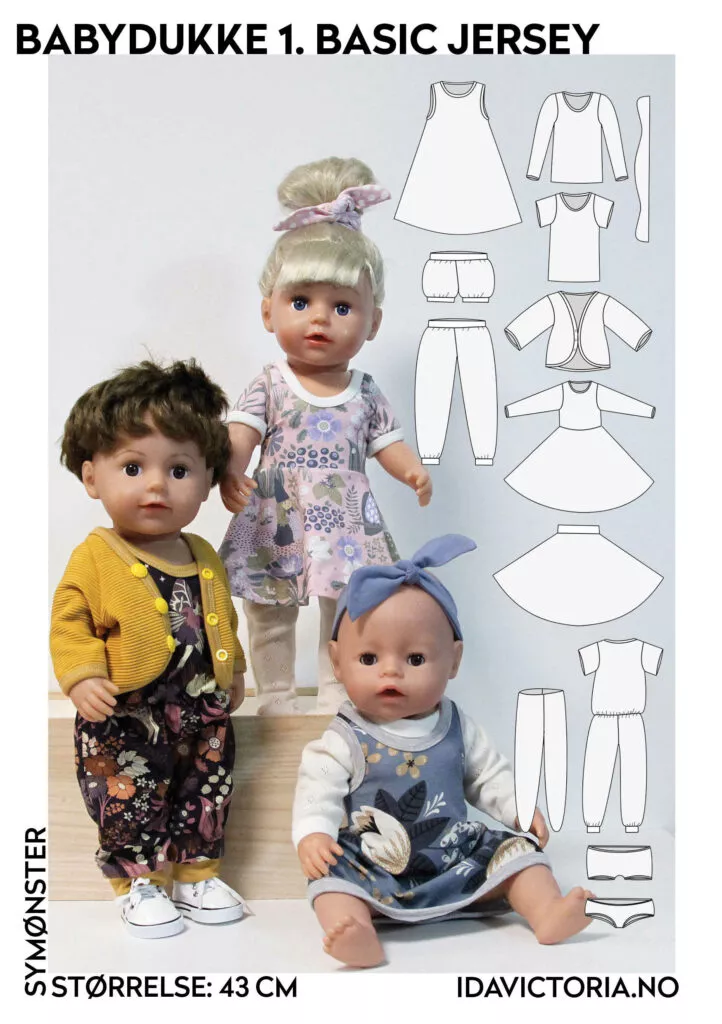 Sy til babydukke – 1. Basic jersey – symønster til dukkeklær fra Ida Victoria