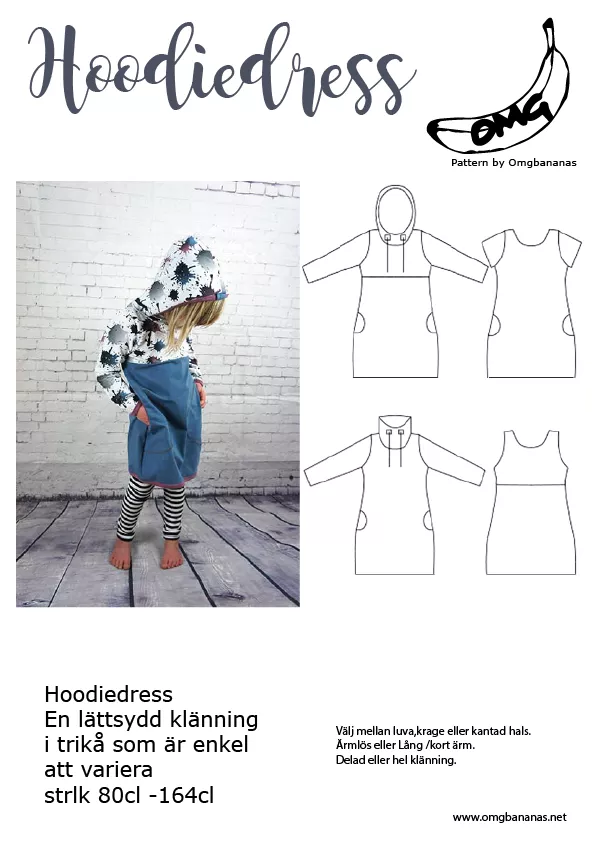 OMG Bananas Hoodiedress – symønster til hoodiekjole for barn