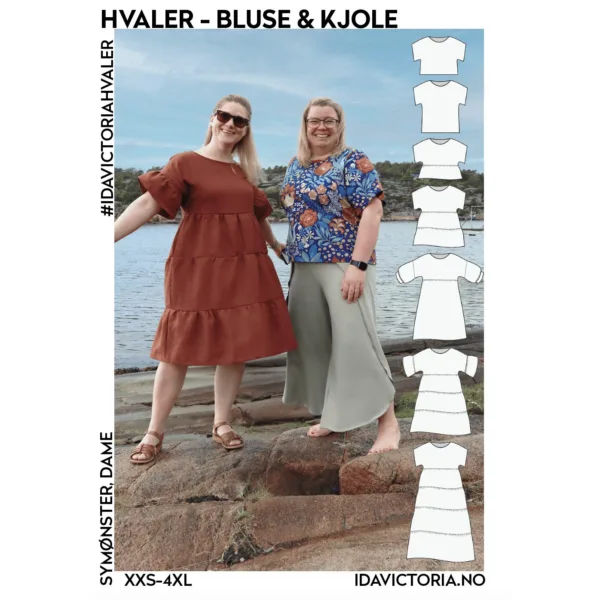 Hvaler bluse & kjole – symønster til sommerbluse og sommerkjole for dame