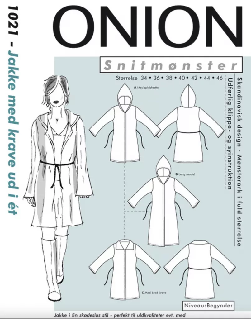 Onion 1021 symønster til jakke med krage eller hette