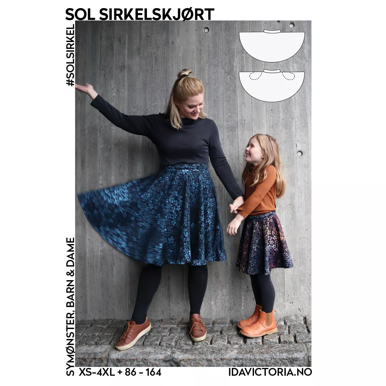 Sol sirkelskjørt – symønster til sirkelskjørt for barn og dame fra Ida Victoria