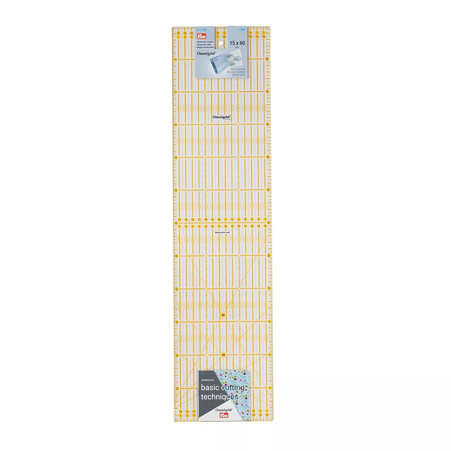 Prym Universal Linjal 15 x 60 cm, lang linjal til stoff