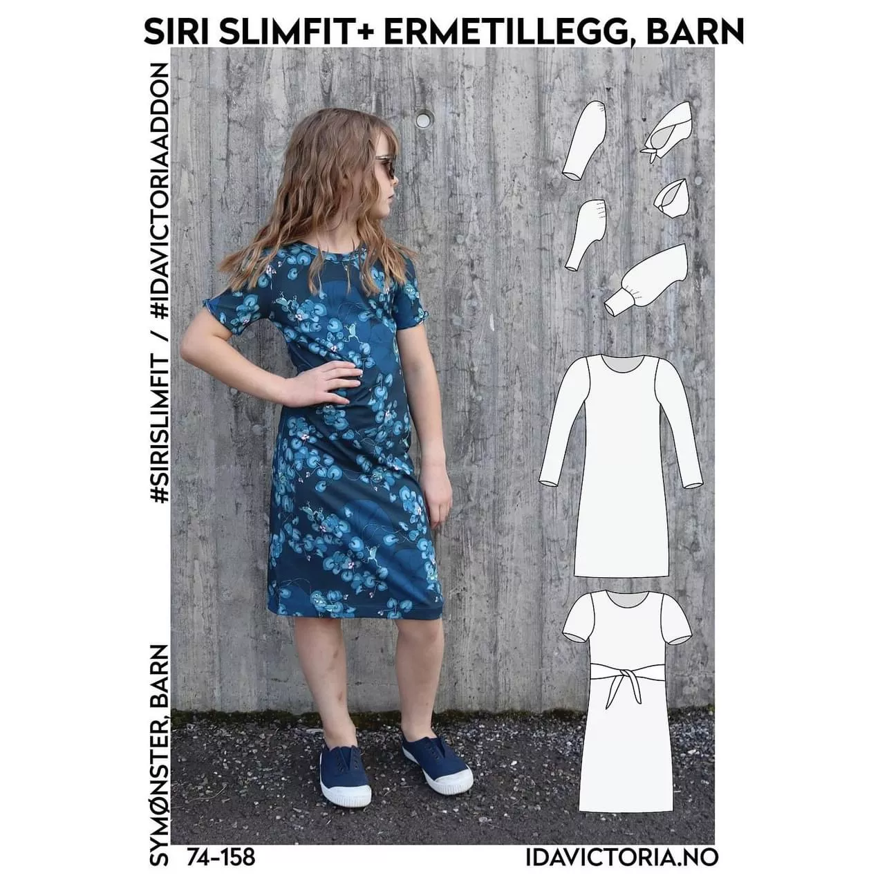 Siri Slimfit til barn – symønster til smal kjole med ermetillegg fra Ida Victoria