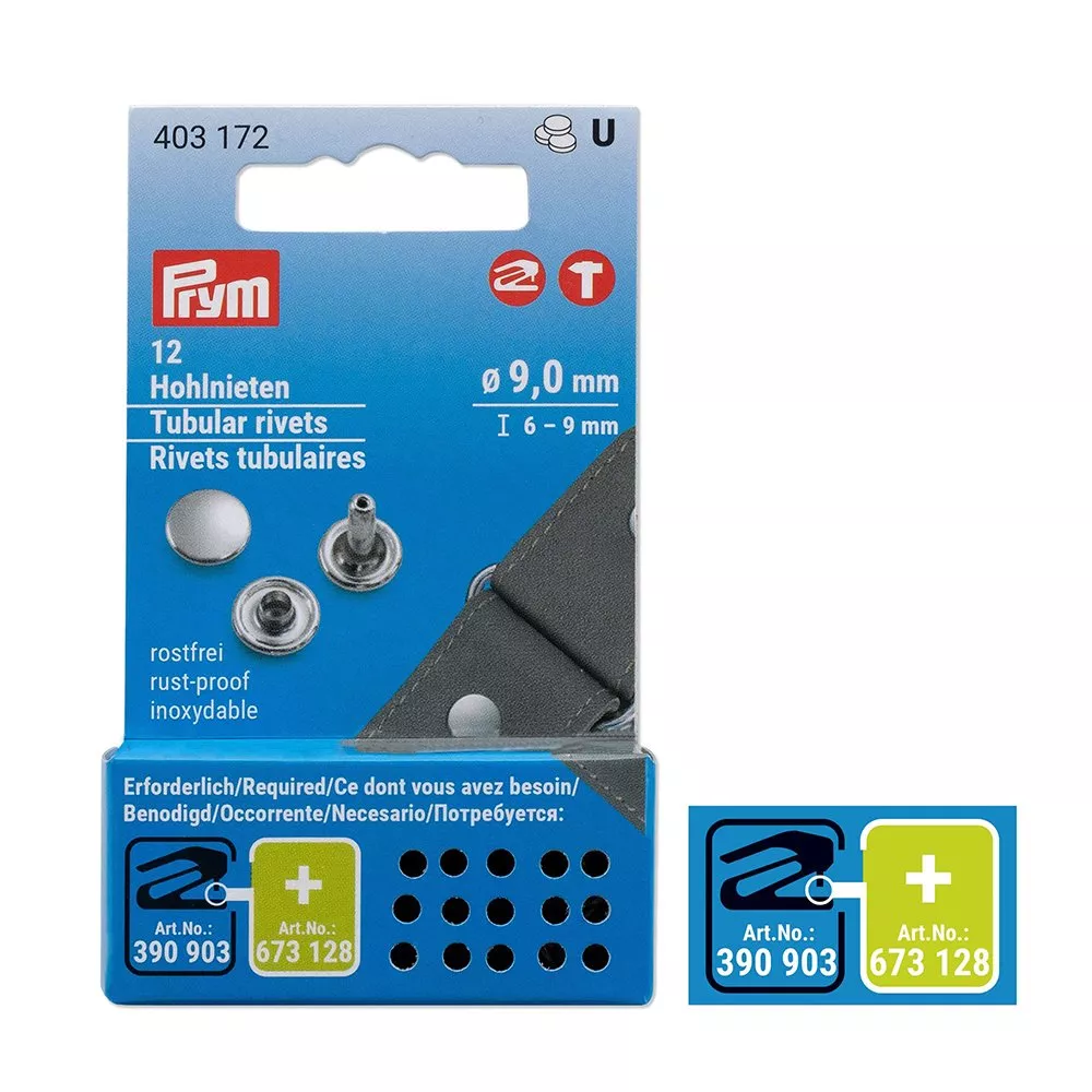 Prym nagler rørformet 9 mm sølvfarget 6-9 mm