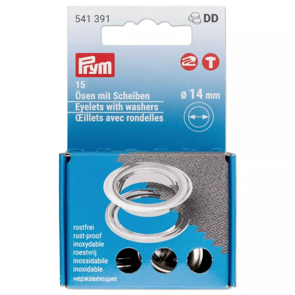Prym maljer med skiver 14 mm sølvfarget