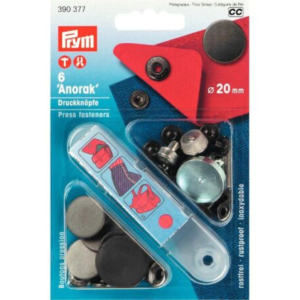 Prym trykknapper anorakk metall 20 mm matt sort