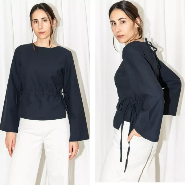 Tie waist blouse + Cone sleeve - Bilde 3