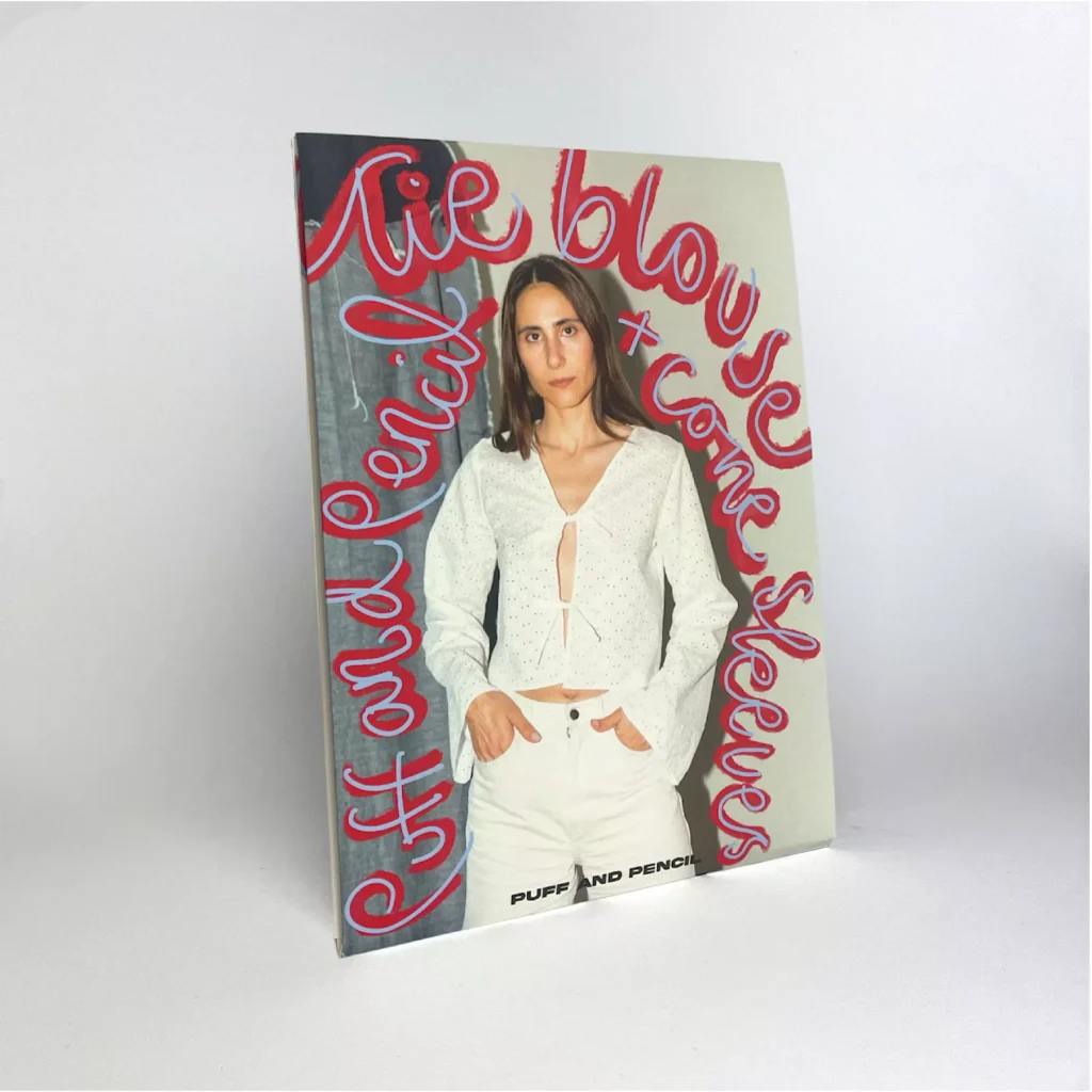 Tie blouse med Cone sleeve fra Puff and Pencil – symønster til bluse for dame