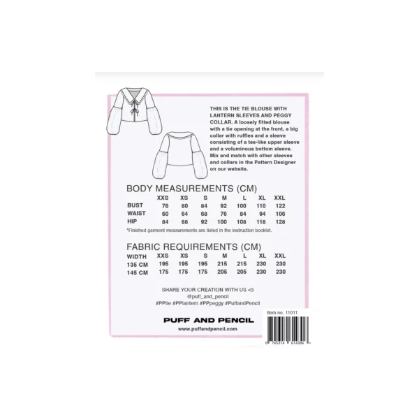 Tie Blouse+Lantern Sleeves+Peggy Collar - Bilde 2