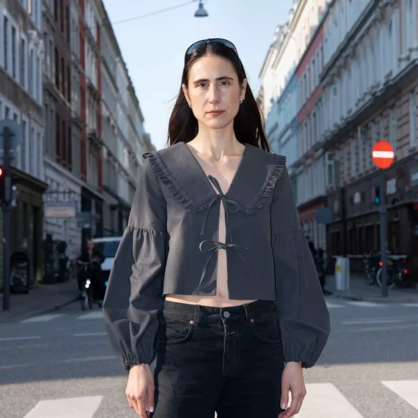 Tie Blouse+Lantern Sleeves+Peggy Collar - Bilde 3