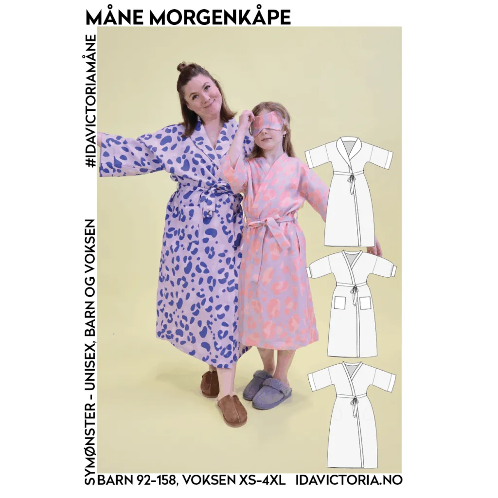 Måne Morgenkåpe symønster for barn og voksne