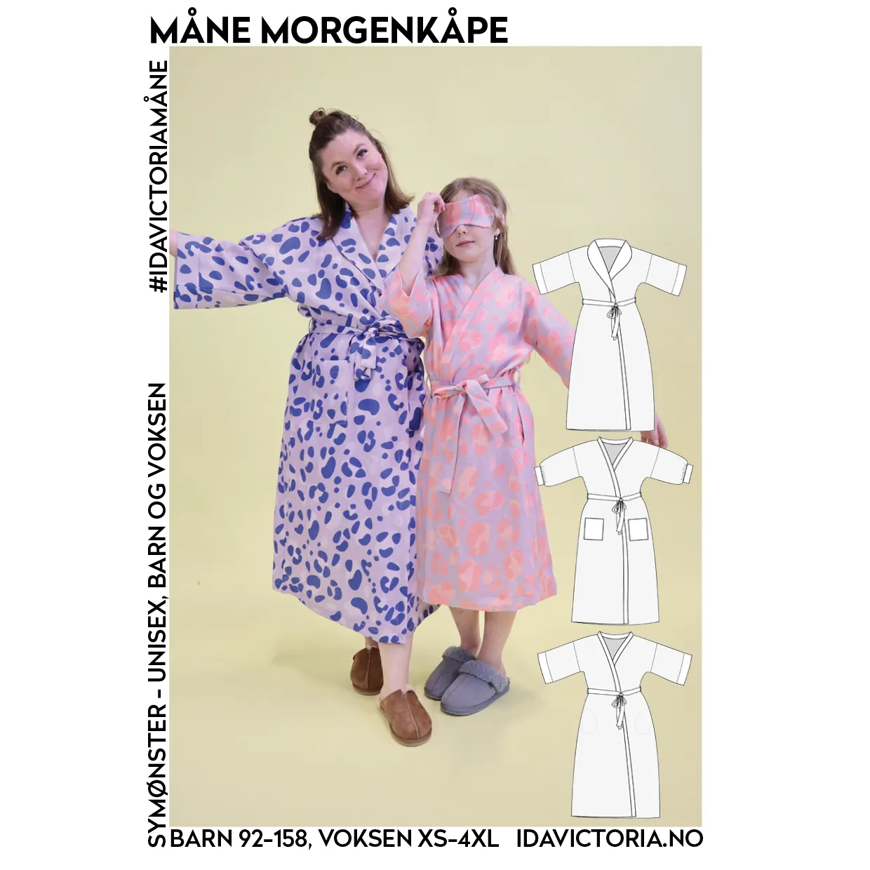 Måne morgenkåpe – symønster til morgenkåpe for barn og voksen fra Ida Victoria