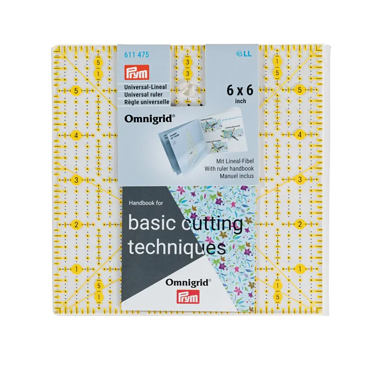 Prym Universal Linjal 6 x 6 inch, kvadratisk linjal til stoff
