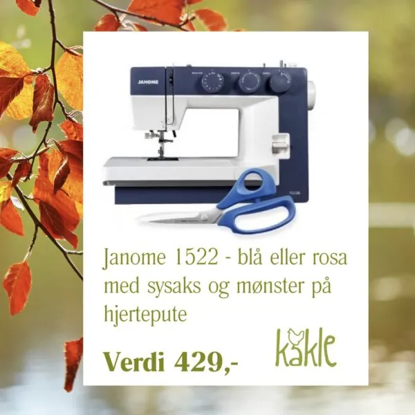 Kampanje - Rosa eller blå Janome 1522 med saks på kjøpet